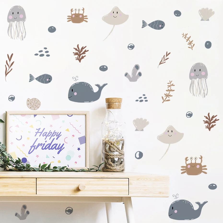 Ocea pegatinas de pared animales marinos extraíbles para niños PVC - imagen 4