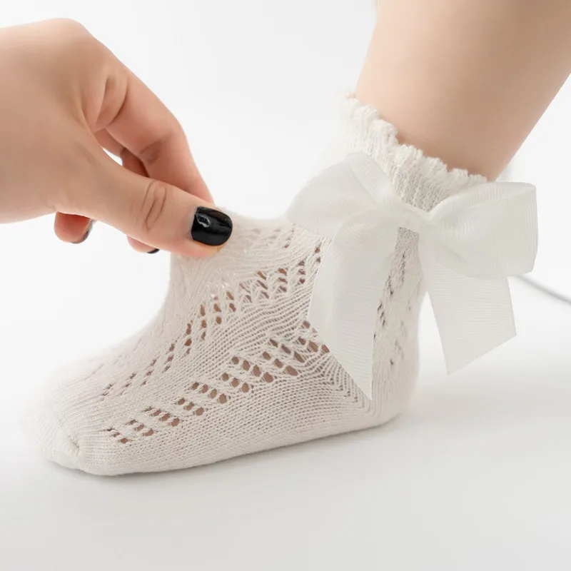 Calcetines verano con lazo para niña – Algodón suave fresco