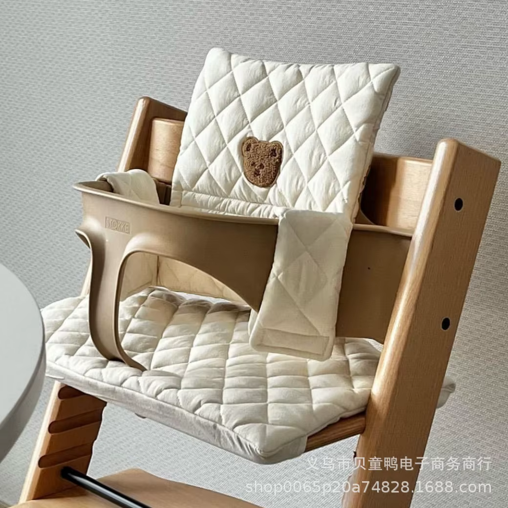Cojín de algodón para silla de comedor de bebé en asiento y respaldo
