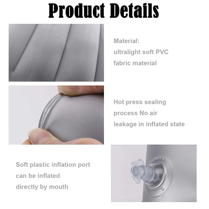 Almohada de viaje inflable de cuello flocada portátil para camping