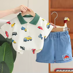 Conjunto verano niño: camiseta corta y pantalón vaquero estilo coreano