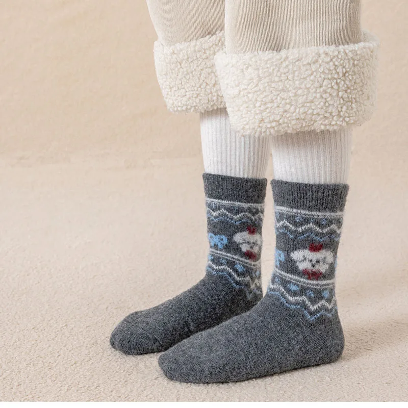 Calcetines de invierno hasta la rodilla para niñas con estampado de perros