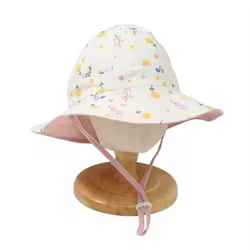 Sombrero de pescador doble cara con flores para niñas protección UV