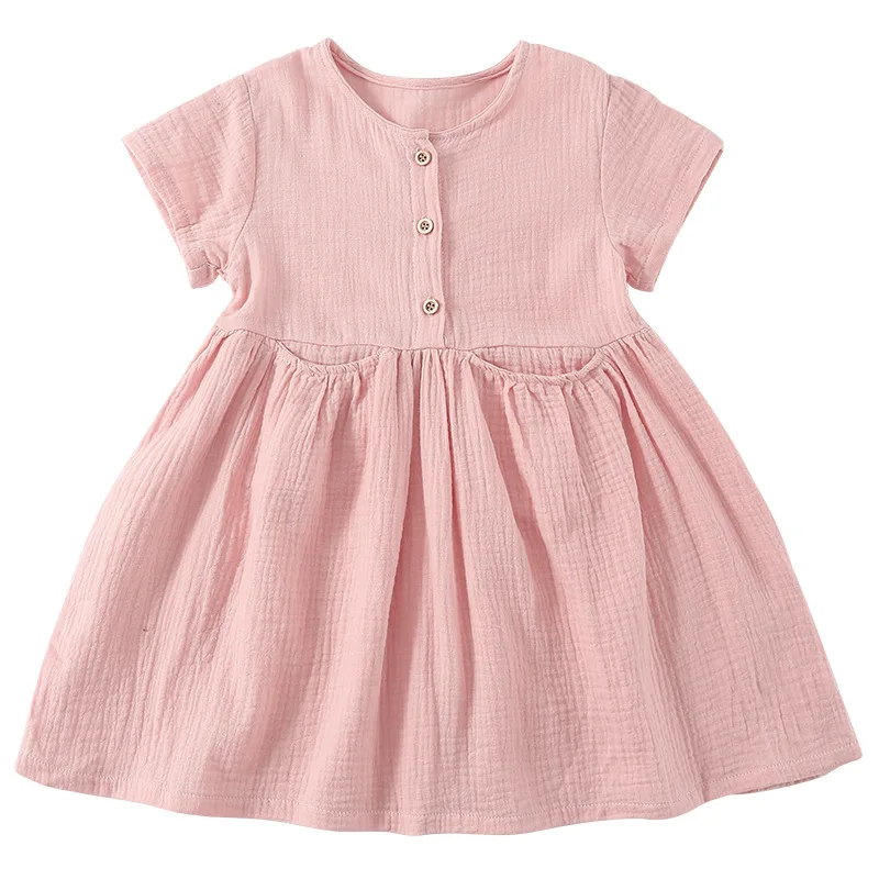 Vestido verano niña de algodón con botones y bolsillo - imagen 3