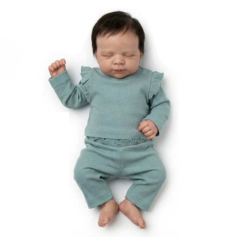 Muñeca reborn NPK hecha a mano, bebé dormido de pelo enraizado - imagen 4