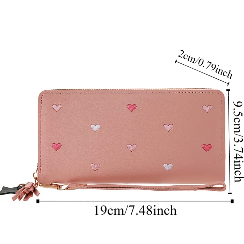 Cartera de cuero PU con forma de corazón, estilo coreano