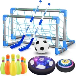 Set 3 en 1 fútbol bolos hockey con luces LED para niños