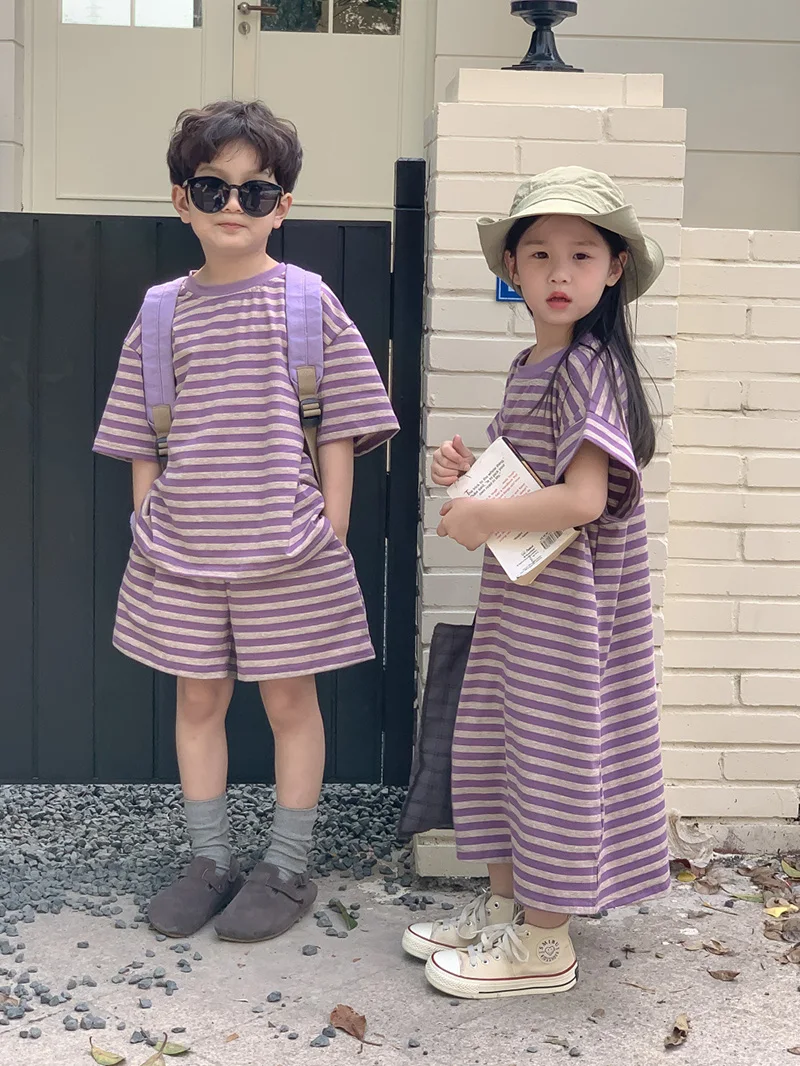 Milangel Conjunto Verano Rayas para Niños - Camiseta y Pantalón Corto - imagen 3