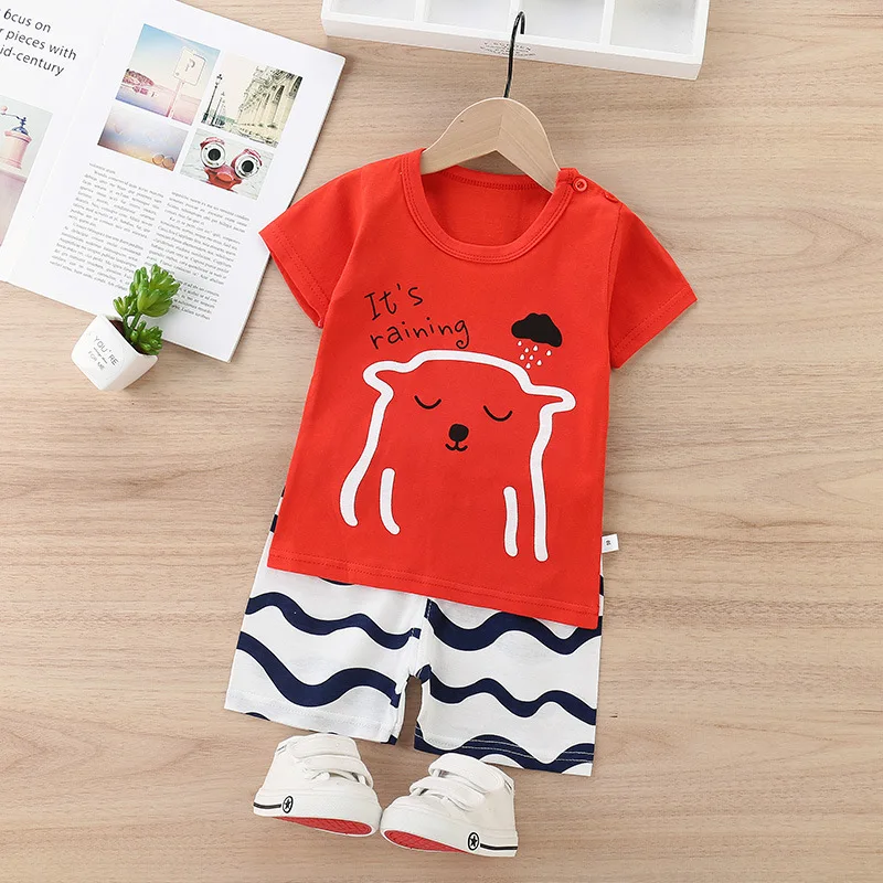 Conjunto unisex de algodón con camiseta manga corta y shorts dibujos