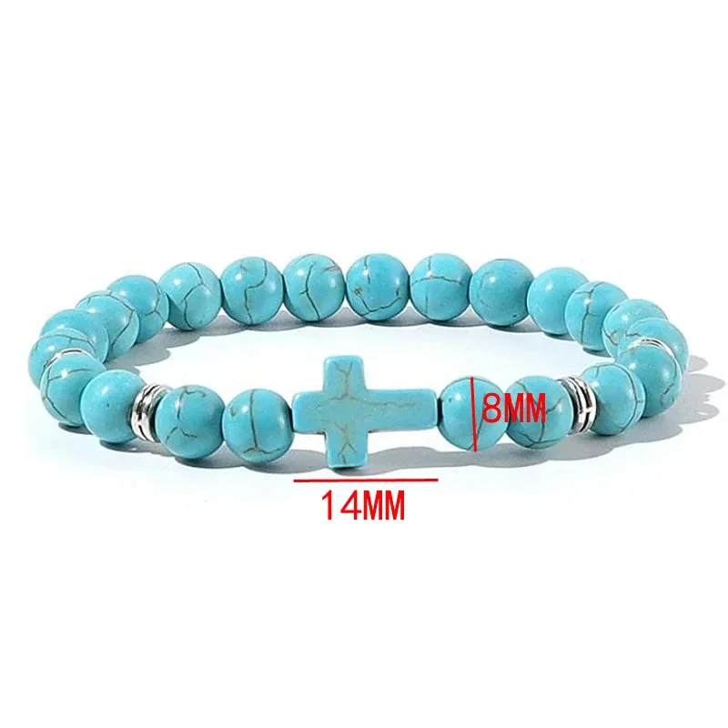Pulsera de cuentas para niños de hematita y cruz para meditación