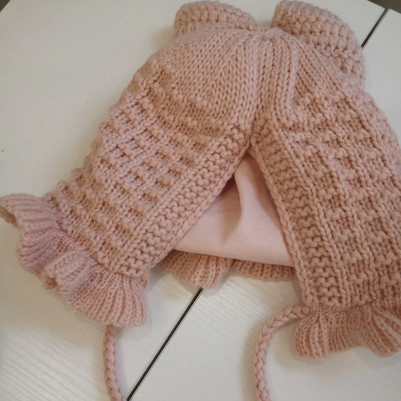 Gorro invierno tejido grueso con orejeras de conejo para bebé - imagen 3