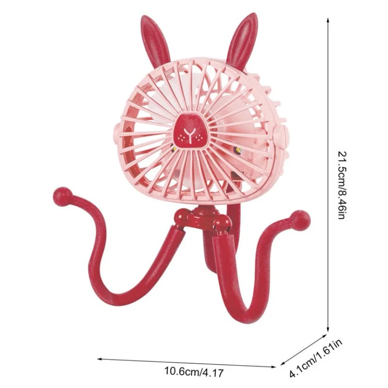 Mini ventilador portátil para cochecito con diseño de conejito - imagen 2
