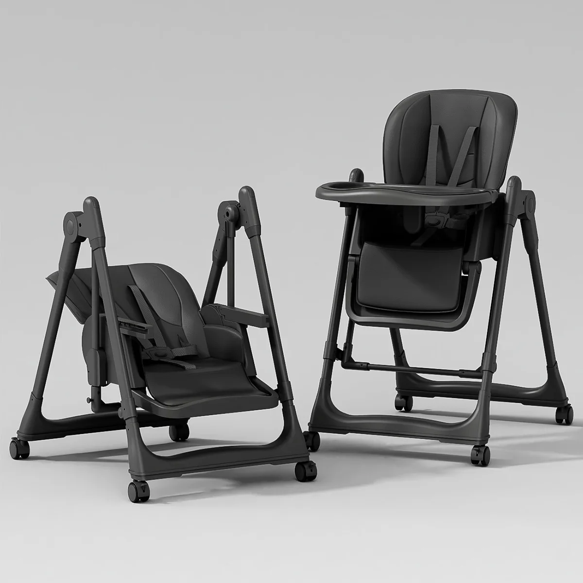 Trona mecedora con bandeja y asiento basculante plegable para bebé - imagen 2