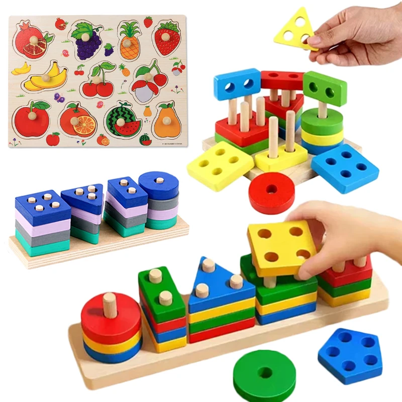 Juguetes Montessori de madera: bloques educativos y rompecabezas - imagen 4