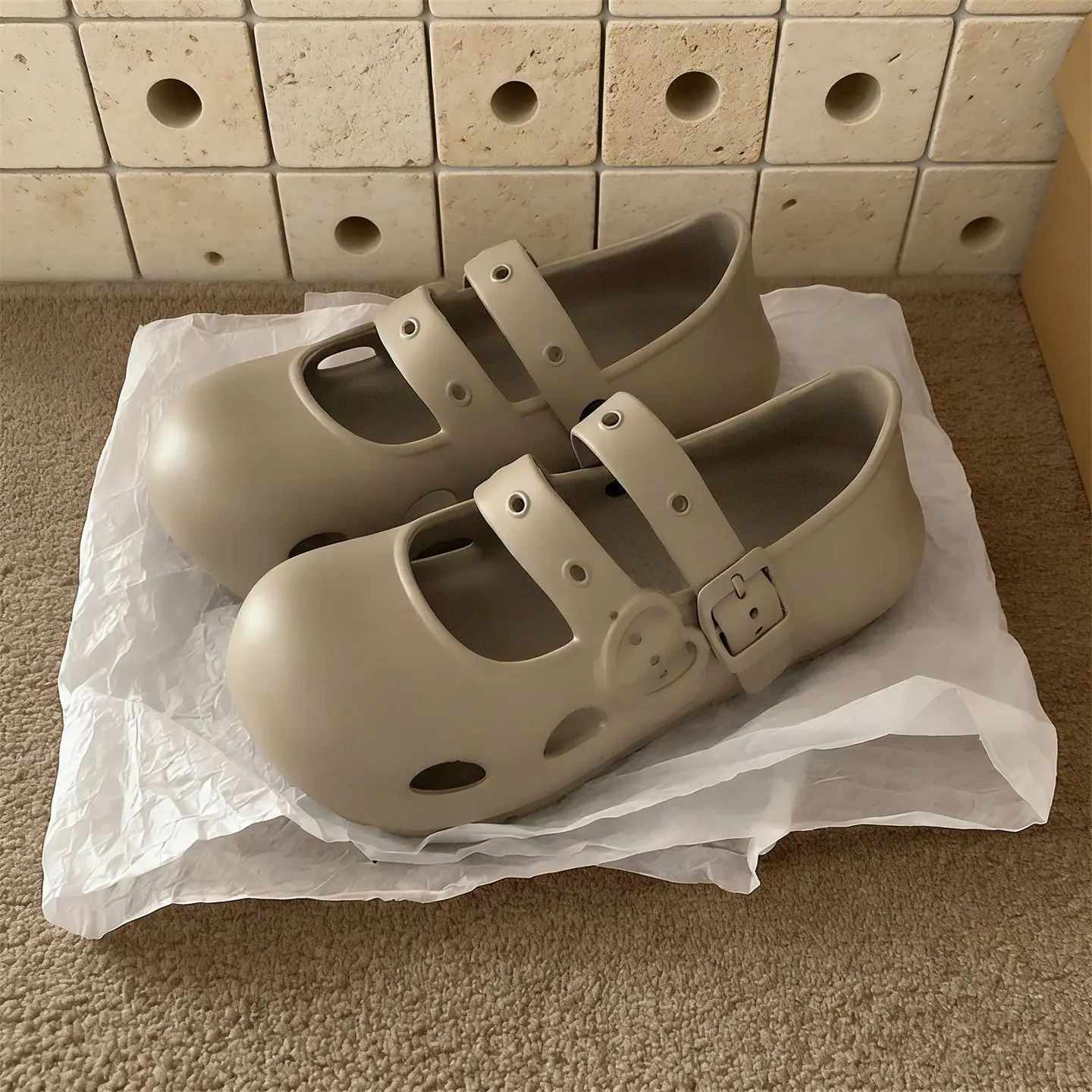 Zapatos de ballet con plataforma estilo coreano para niñas EVA suaves