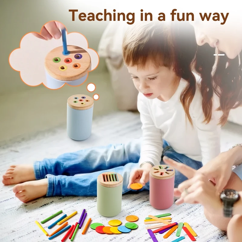 Juguete Montessori de madera para clasificar colores y motricidad - imagen 2