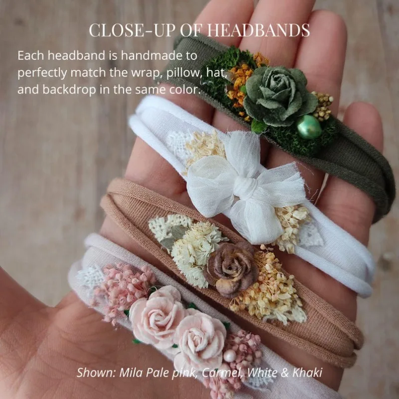 Envoltura suave para fotos de recién nacido con diadema floral - imagen 2