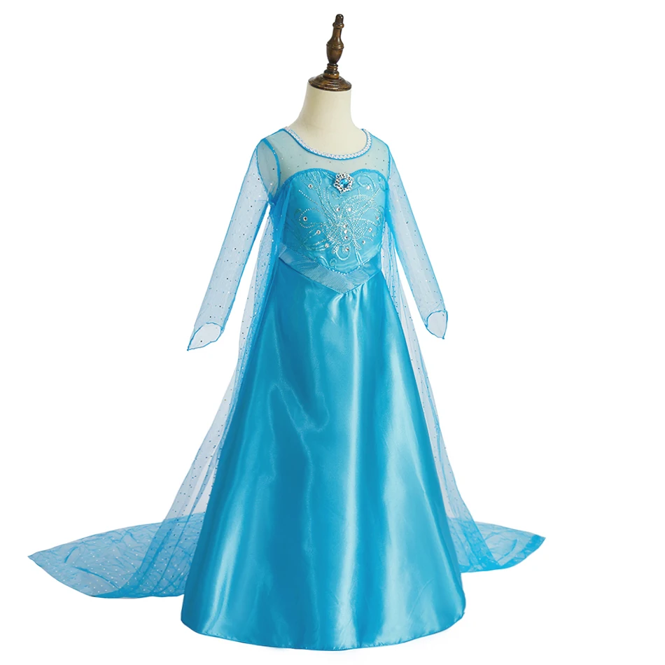 Disfraz de Carnaval para niñas, vestido princesa Reina de Hielo con capa de malla