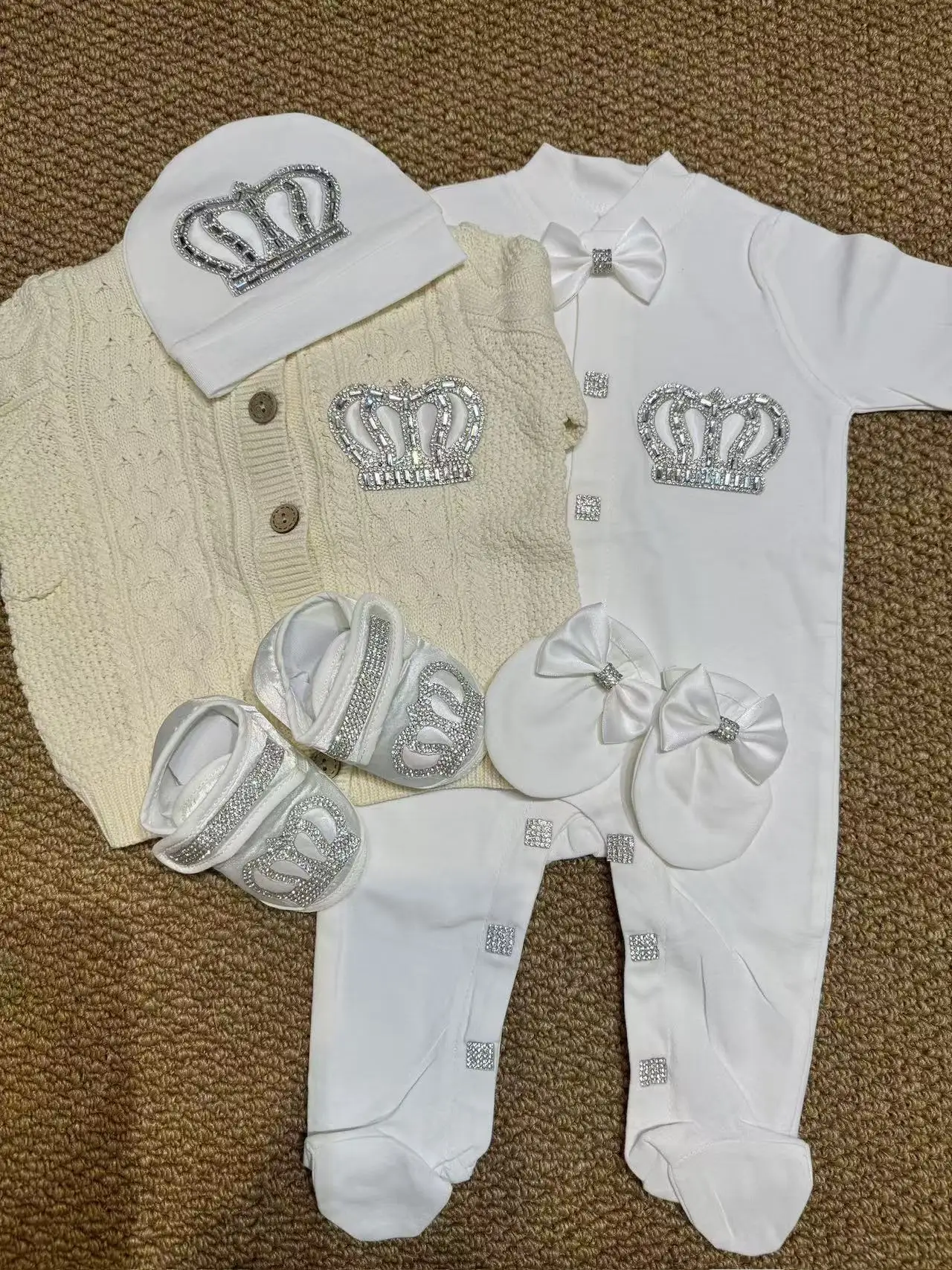 Ropa de bautizo bebé blanca en algodón – conjunto para envolver - imagen 4