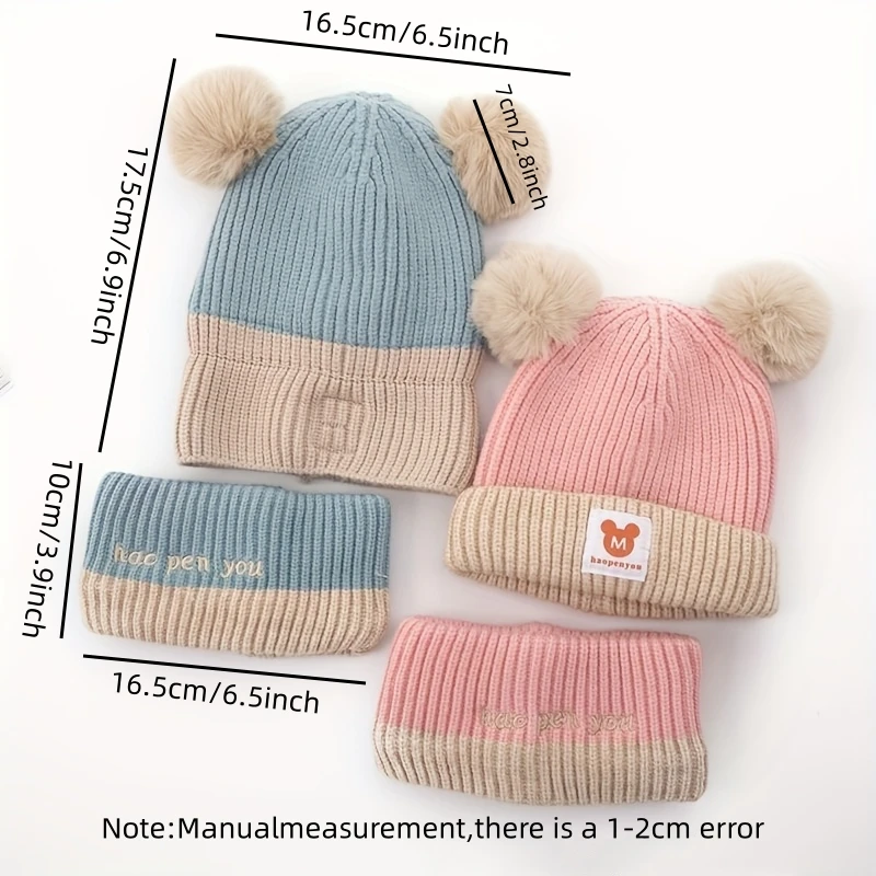 Juego de gorro y bufanda de invierno para bebé de punto oso - imagen 4