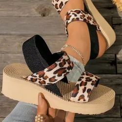 Sandalias verano leopardo con plataforma y banda elástica EVA