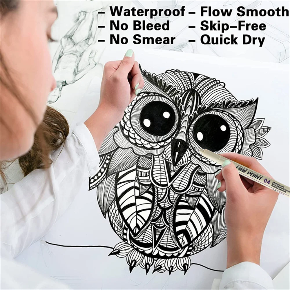 Fineliner negro de tinta impermeable para bocetos y dibujo precisos - imagen 3