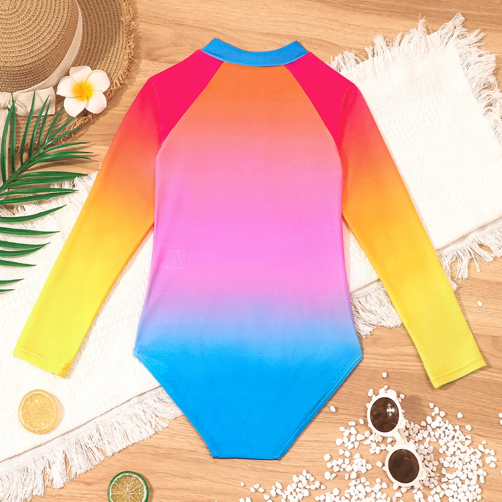 Camiseta de baño con cremallera manga larga para niñas degradada - imagen 2