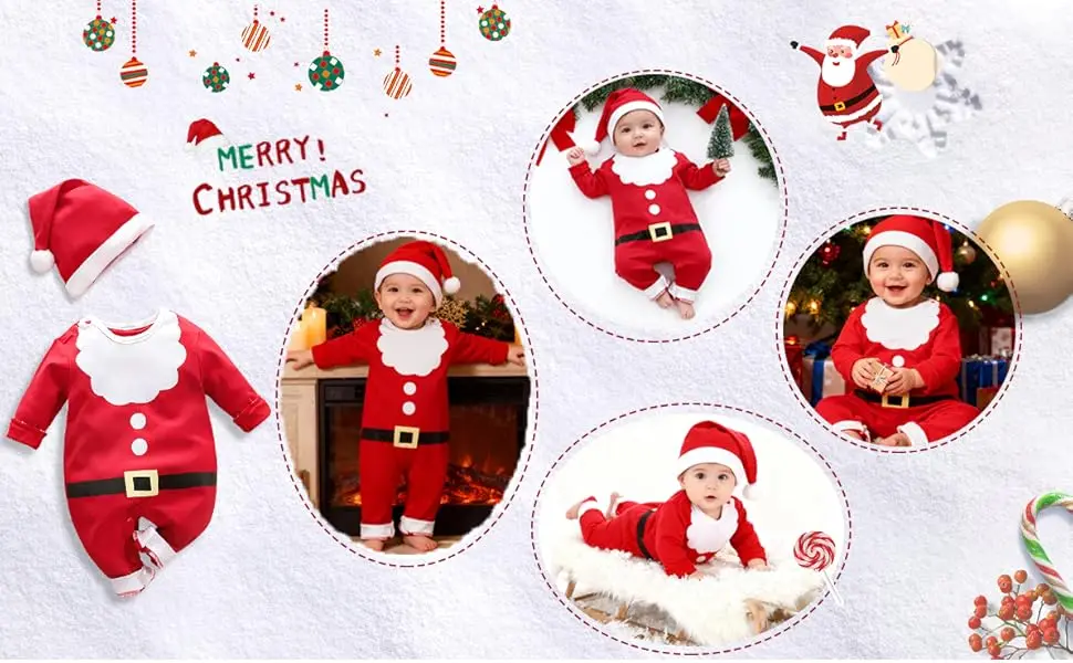 Conjunto navideño infantil con gorro a juego