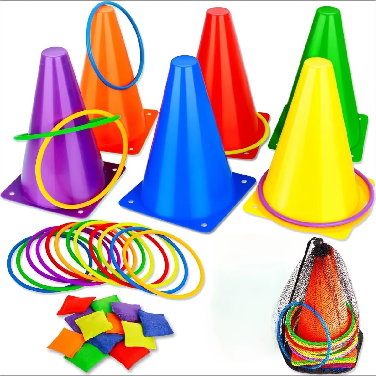 Conos de tráfico de carnaval y bolsa de almacenamiento