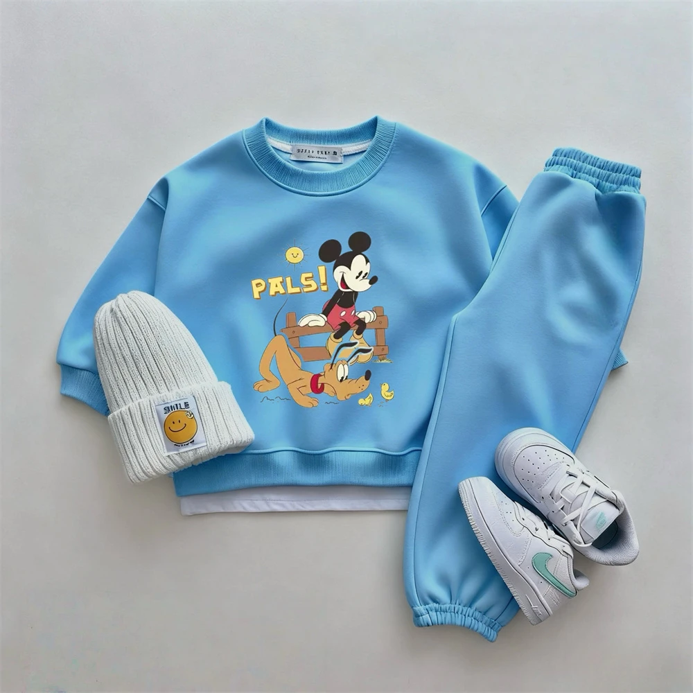Conjunto bebé azul sudadera con dibujos y pantalón suelto - imagen 2