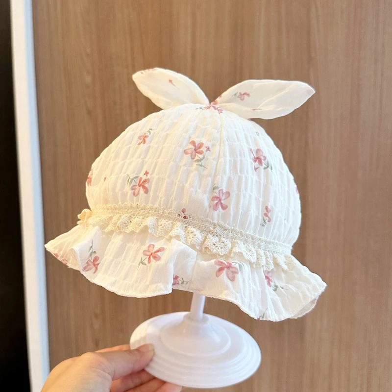 Gorrito de algodón para recién nacido con estampado floral - imagen 3
