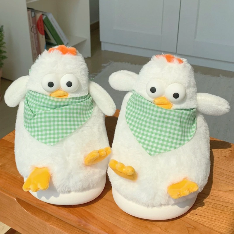Zapatillas de casa mullidas de felpa antideslizante con pollo - imagen 3