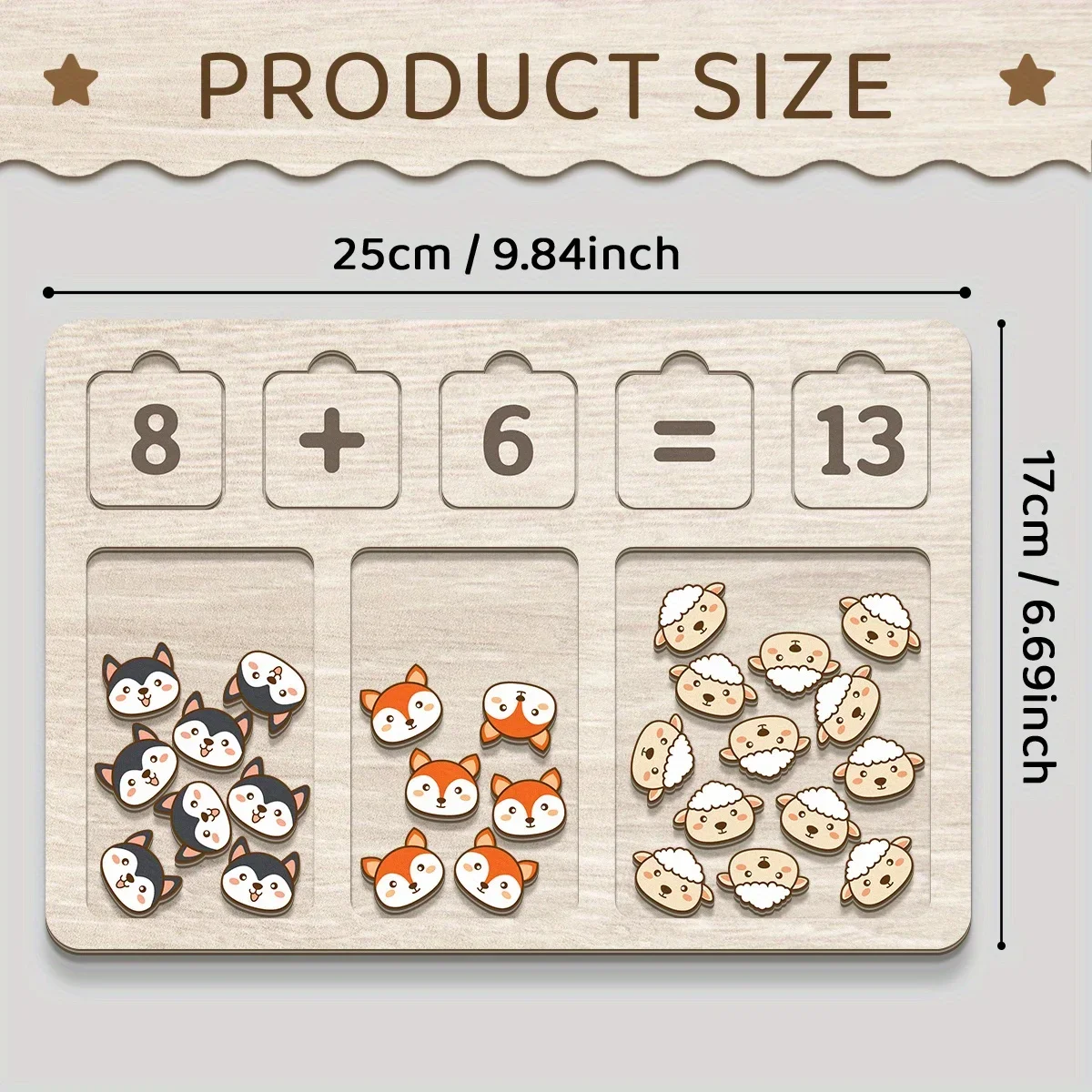Juego de números de madera para contar animales, educativo - imagen 5