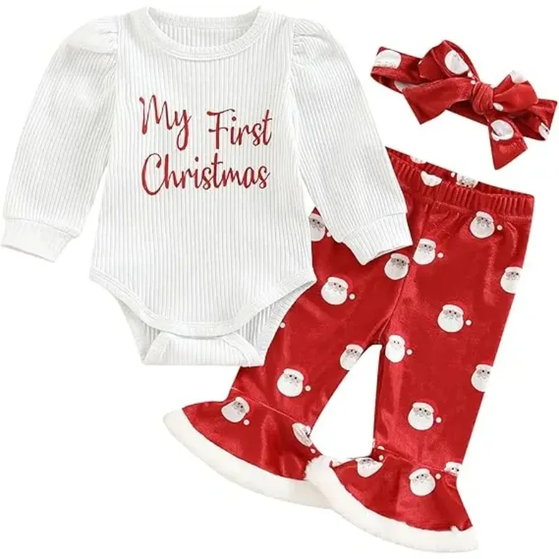 Conjunto de Navidad para recién nacida con body y diadema