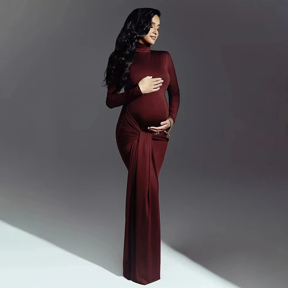 Vestido de maternidad para sesión de fotos – Manga larga cuello alto - imagen 5