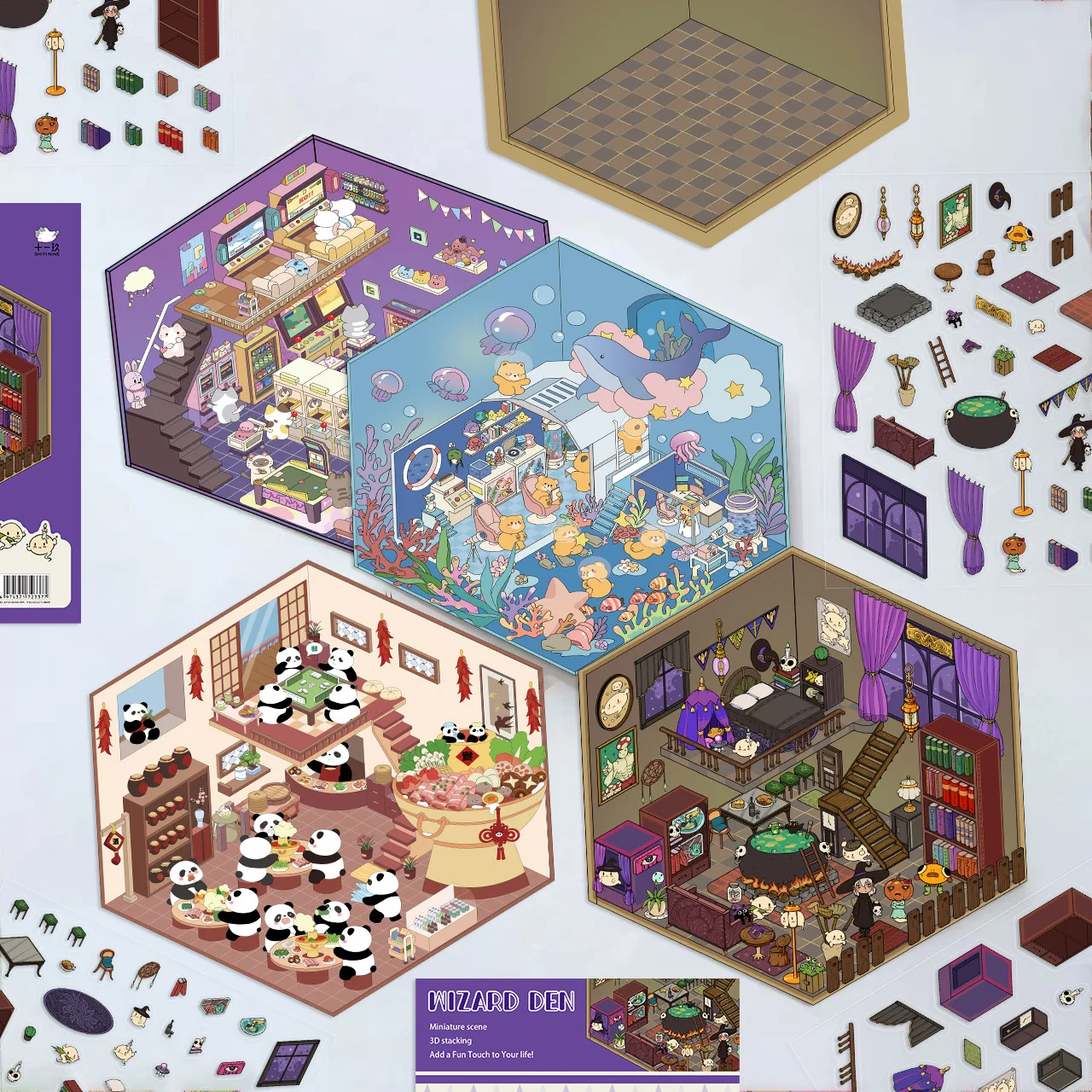 Pegatinas 3D aplicadas sobre cuaderno decorado