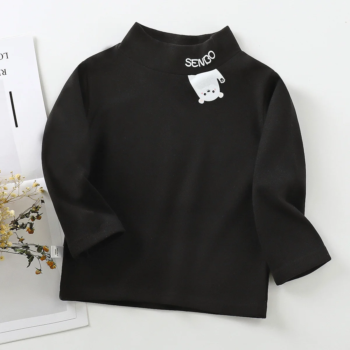 Camiseta de cuello alto para niña de manga larga primavera-otoño - imagen 3