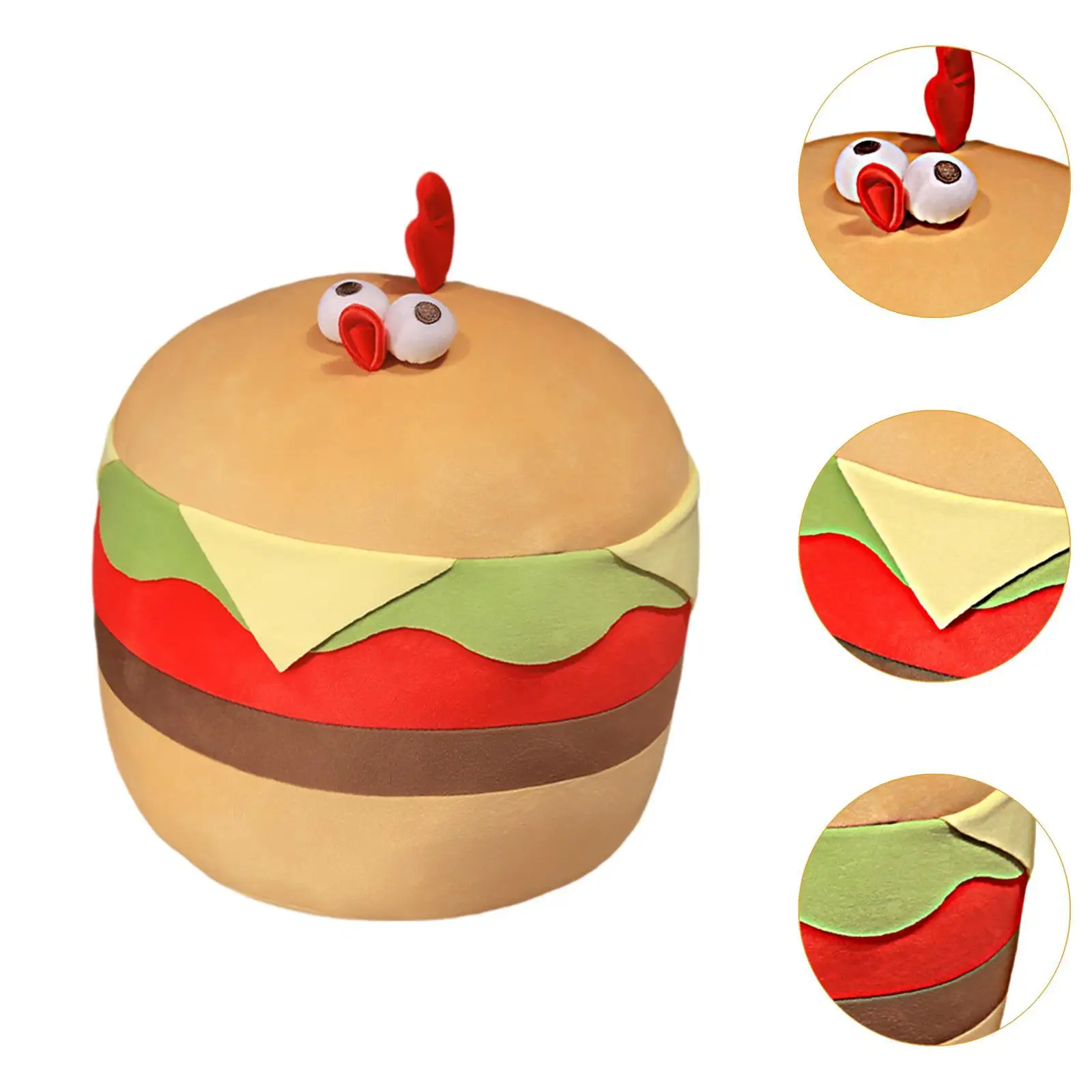 Peluche suave de pollo con forma de hamburguesa Dundun Foods