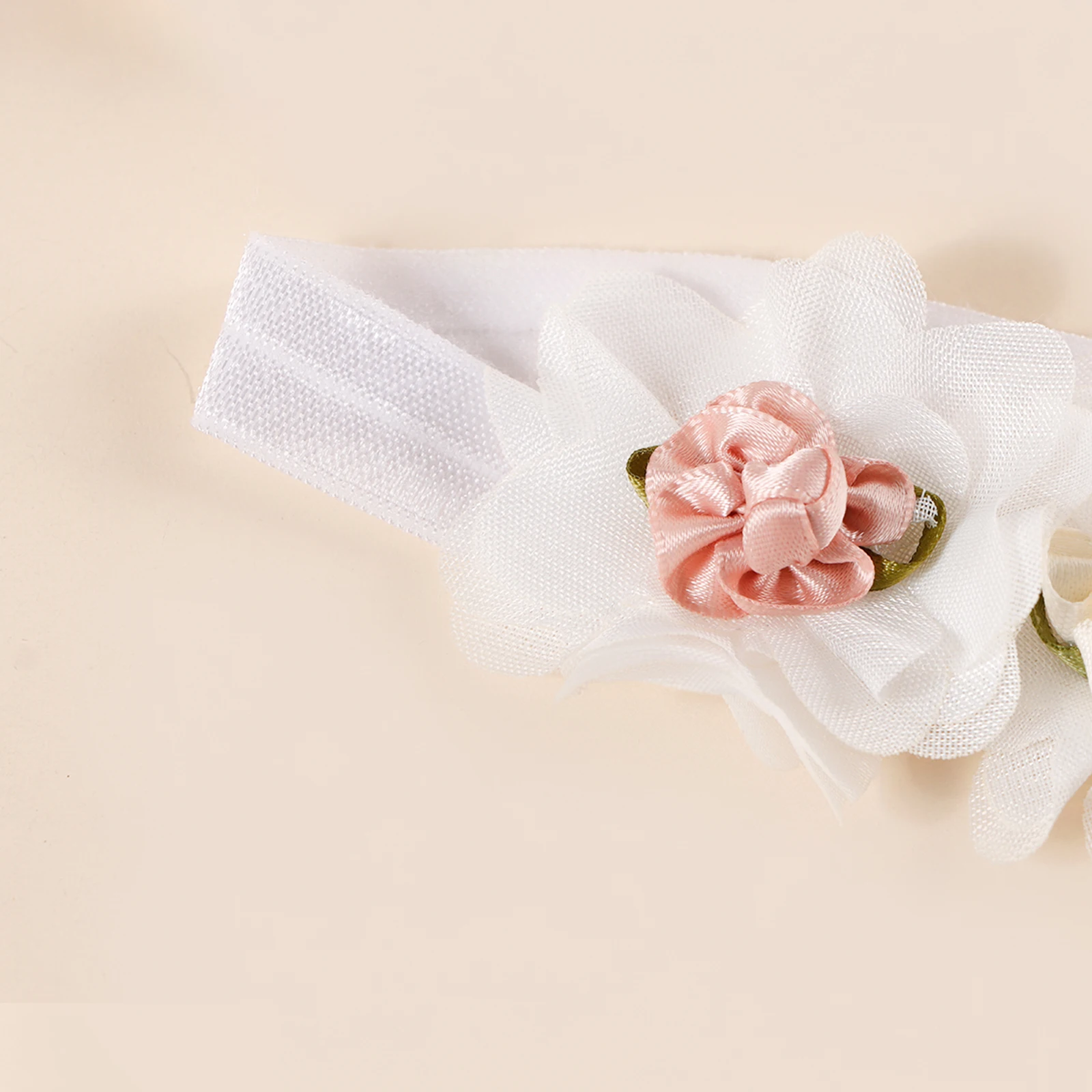 Diadema bebé de nailon suave con flores de gasa para niña - imagen 5
