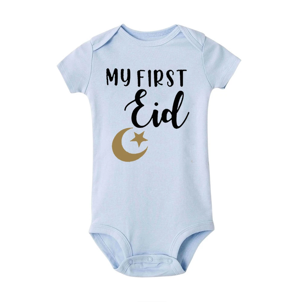 Mameluco Eid Ramadán para bebé – Manga corta de algodón suave