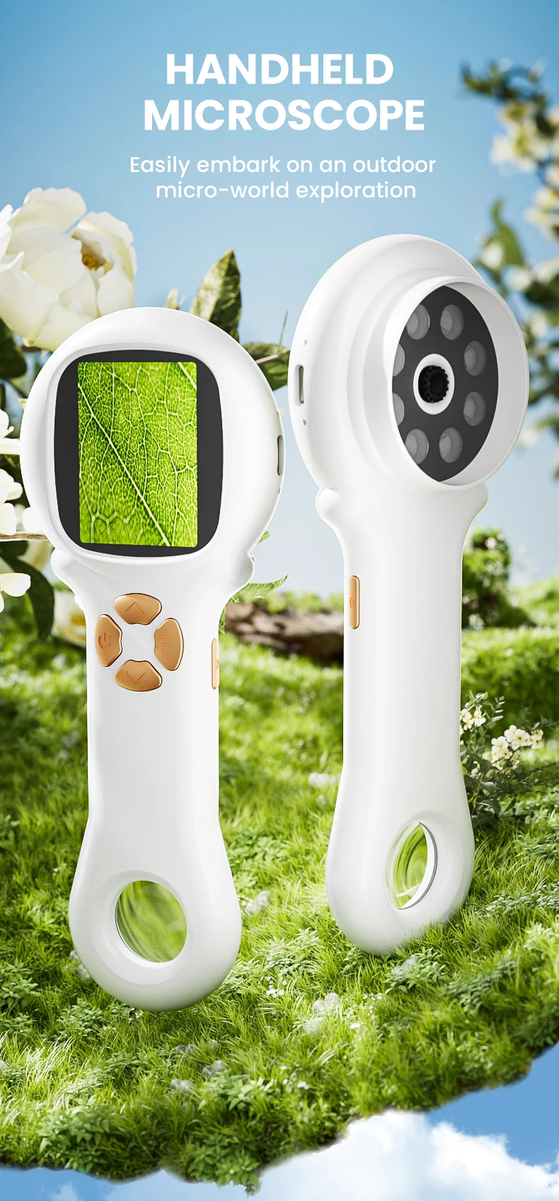 Microscopio portátil con pantalla LCD de 2 pulgadas