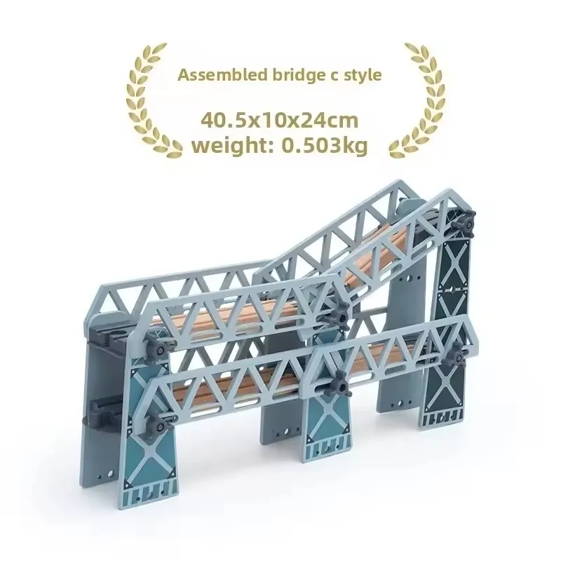 Accesorios de pistas de tren con puente de madera - imagen 4