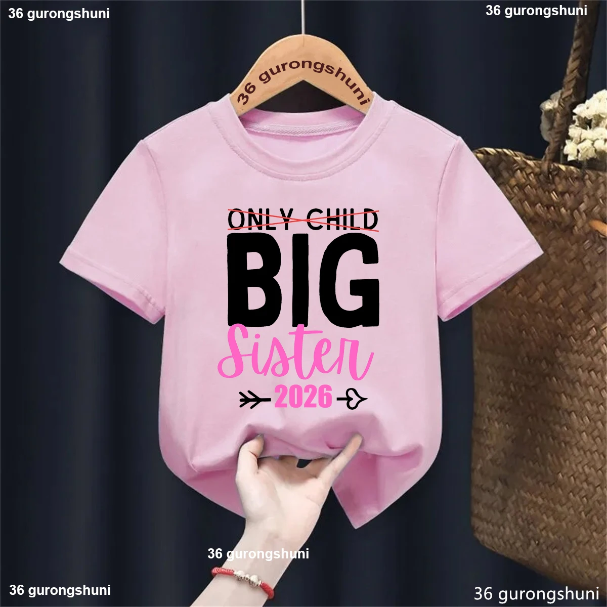 Camiseta hermana mayor con corazón para anuncio de embarazo - imagen 2