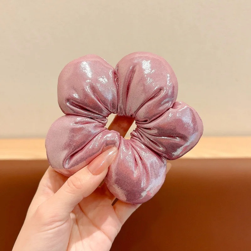 Lazos para el cabello infantiles de flor brillante con goma elástica - imagen 3