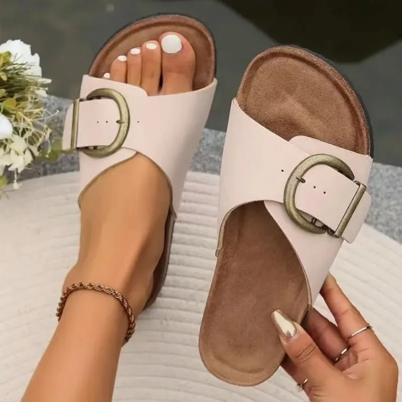 Sandalias de plataforma con hebilla, cómodas para interior en verano