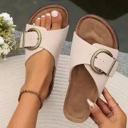 Sandalias de plataforma con hebilla, cómodas para interior en verano