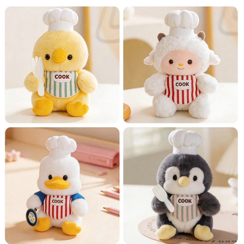 Peluche de cerdo rosa con gorro de chef y delantal infantil - imagen 2