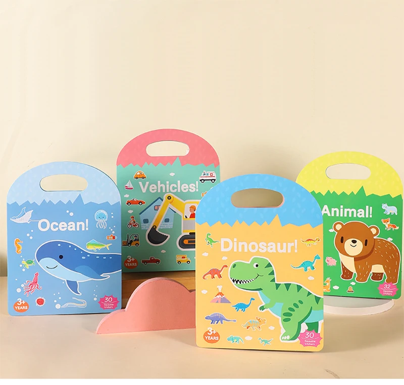 Pegatinas de burbujas de mano para niños en escena reutilizable