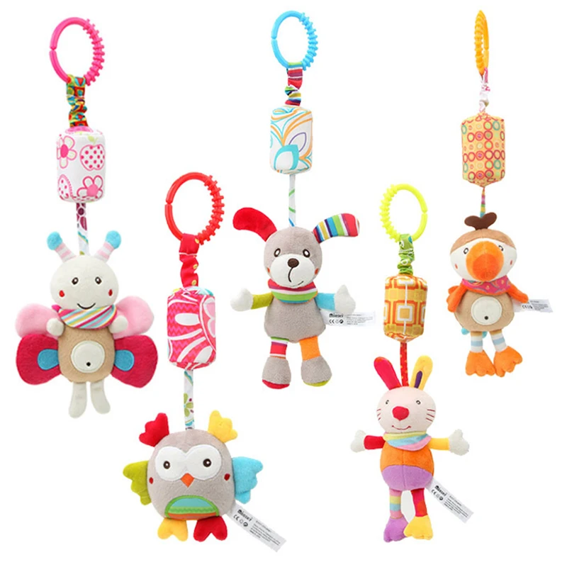 Sonajero sensorial para bebés de peluche colgante con sonajido suave