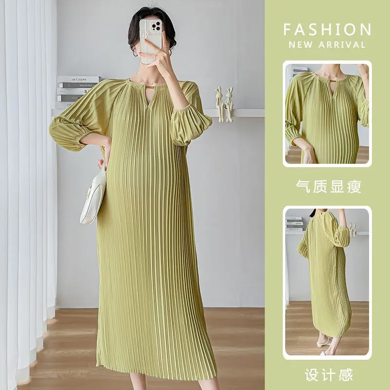 Vista frontal del vestido de maternidad manga linterna Kacakid
